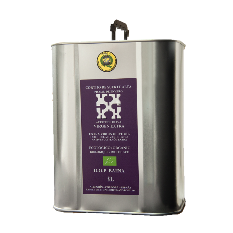 Cortijo de Suerte Alta Picual en Envero, lata 3 l. Caja 4 unidades.