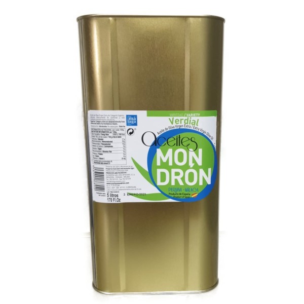 Aceites Mondrón verdial, can 5 l. Box 3 units