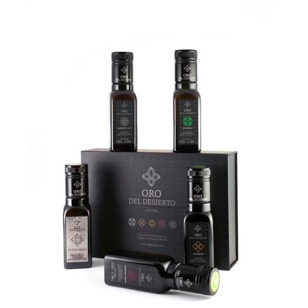 Oro del Desierto monovarietales, estuche 5 X 100 ml.