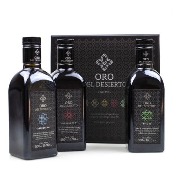 Oro del Desierto monovarietals, case 3 X 500 ml. Box 5 units