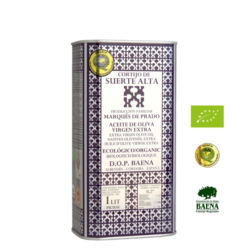 Cortijo de Suerte Alta Picual Early Harvest, lata 1 l. Box 6 units.