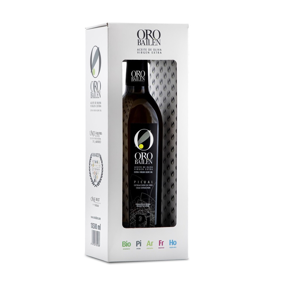 Oro Bailén Reserva Familiar Picual, case 500 ml. Box 12 units.