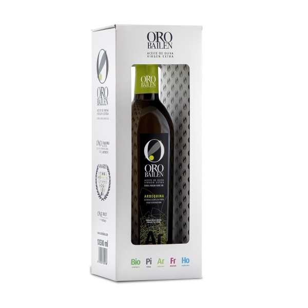 Oro Bailen Reserva Familiar Arbequina, case 500 ml. Box 12 units.
