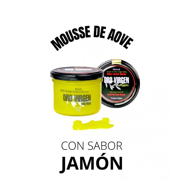 Oro Virgen Extra, EVOO Mousse with Iberian Ham flavor, jar 180 gr. Box 6 units