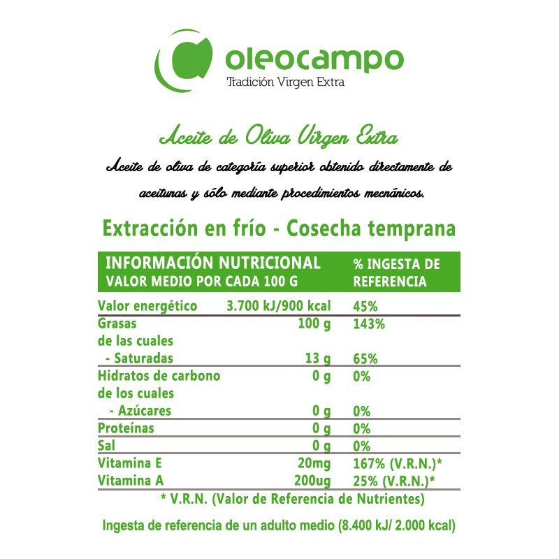 Oleocampo premium can 2,5 l. Box 4 units.